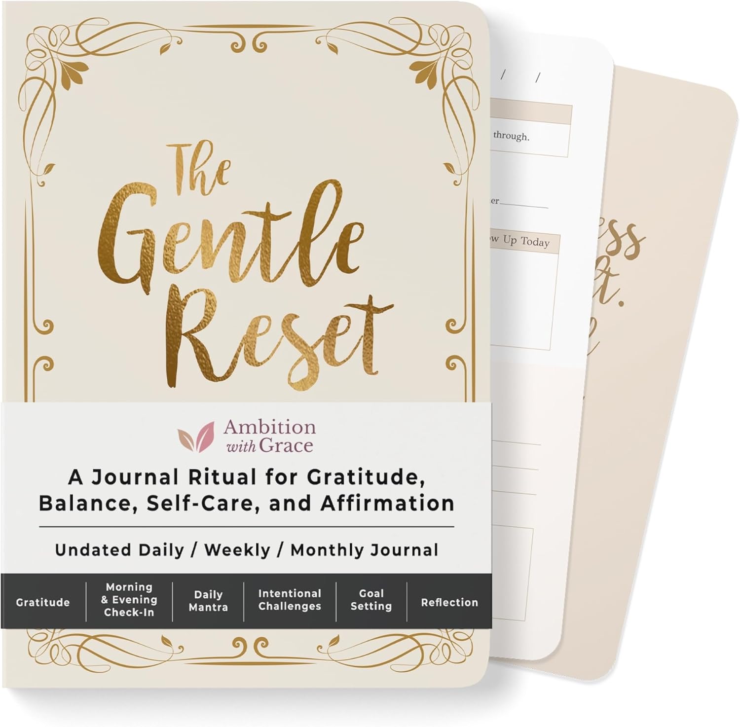 The Gentle Reset Gratitude Journal for Women Daily Planner Reflections Affirmations & Happiness Prompts Guided Mindfulness and Self-Care Writing for Positivity Improvement Mind Mood