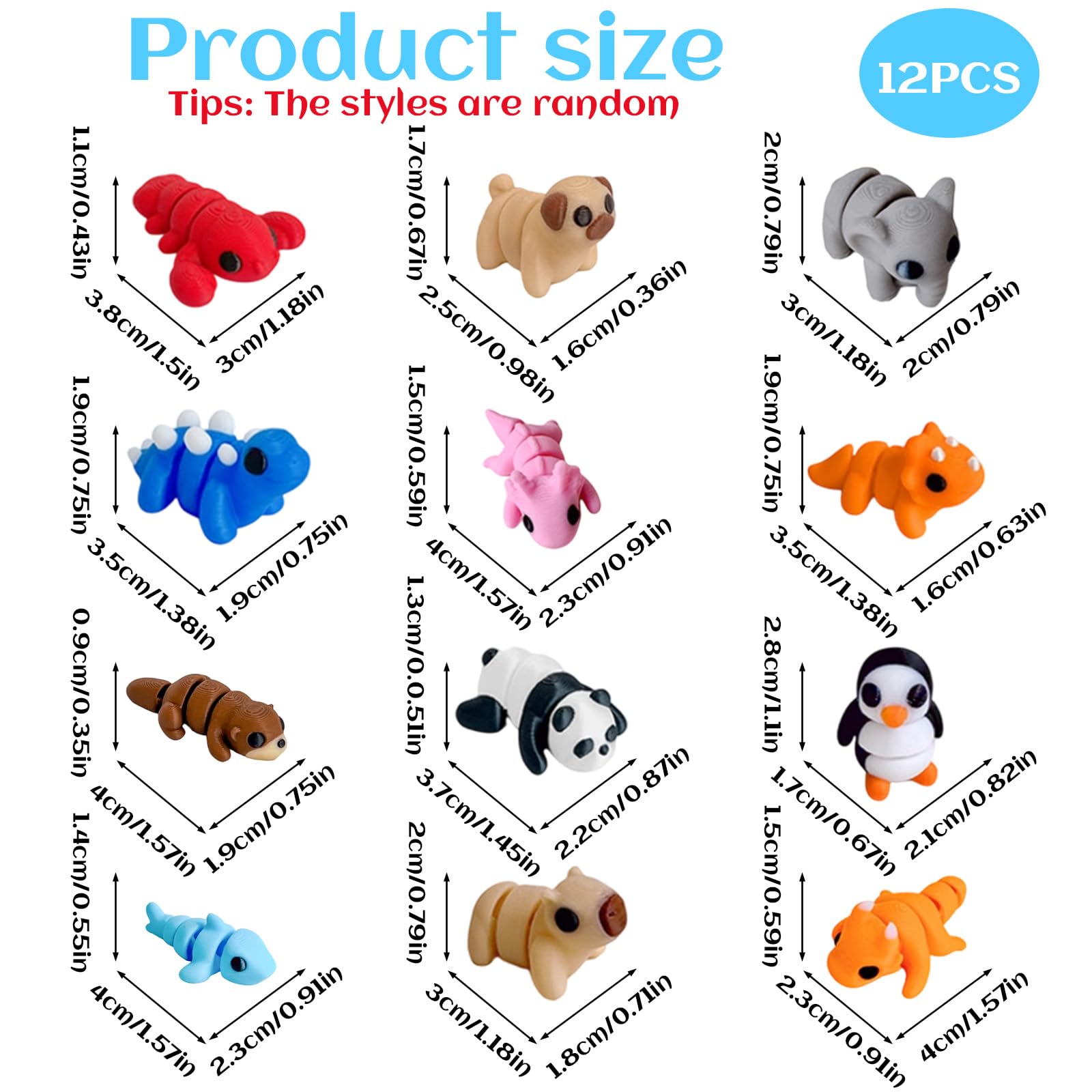 Bodeshis 12Pcs 3D Printed Animals, 3D Printed Fidget Toy - Image 2