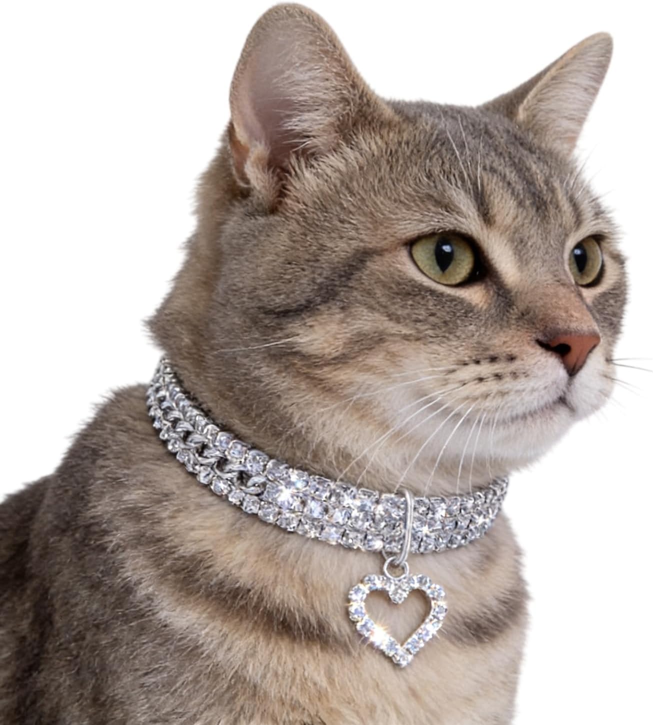 Bling Rhinestone Dog Collar with Heart Charm - Adjustable Sparkly Crystal Pet Necklace for Cats & Small/Medium Dogs Cute Glitter Heart Pendant Pet Jewelry for Photograph Wedding Party Accessory image 4