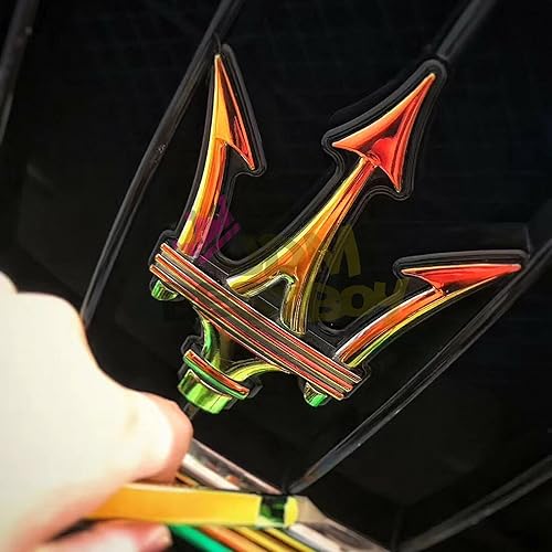 Miniatura 7 de Calcomanía de vinilo holográfico color naranja y verde neo, cromado, arcoíris, película de canal de liberación de aire, muestra de 4 x 8 pulgadas