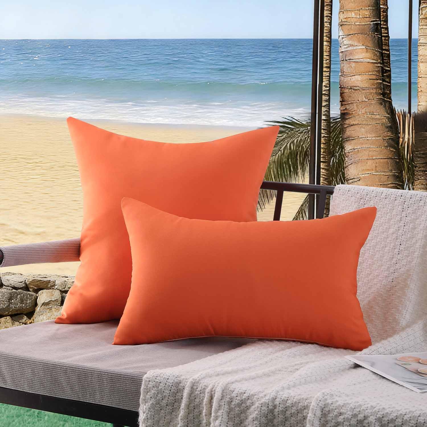 Housses Coussin 30x50 cm Extérieur Imperméable Orange Taies d'oreiller Printemps Été Decoration Canapé Housse de Coussin Décoratif pour Salon de Jardin Patio Chambre Maison Décor Lot de 2 - 2