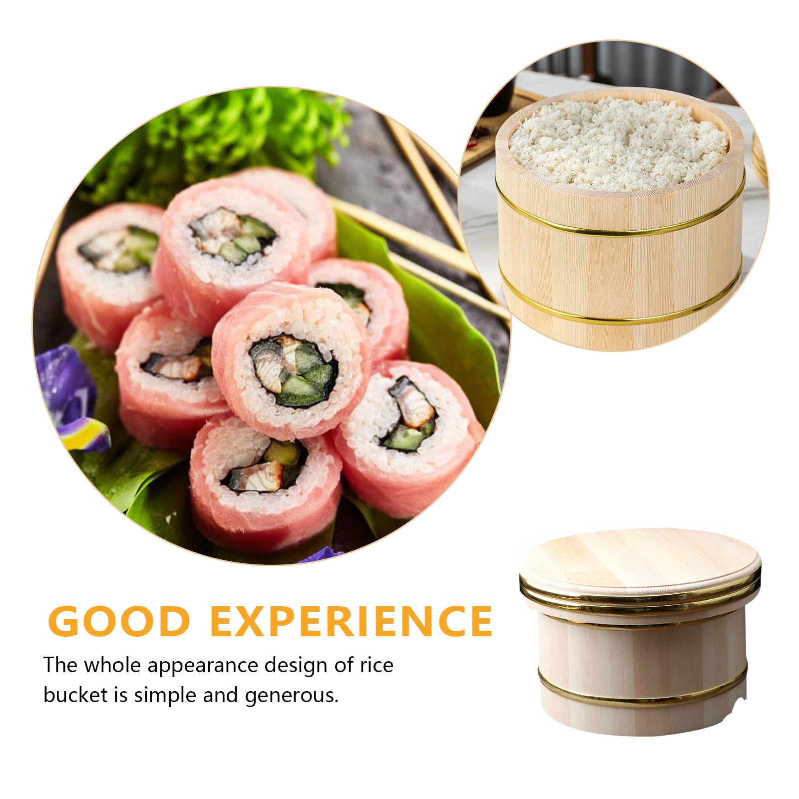 Japoński tuner do ryżu do sushi, wanna ryżowa, miska do sushi, drewniana beczka do sushi z pokrywką, do robienia chłodnej sałatki łososia, okej, wiadro do sushi, drewniane, duże