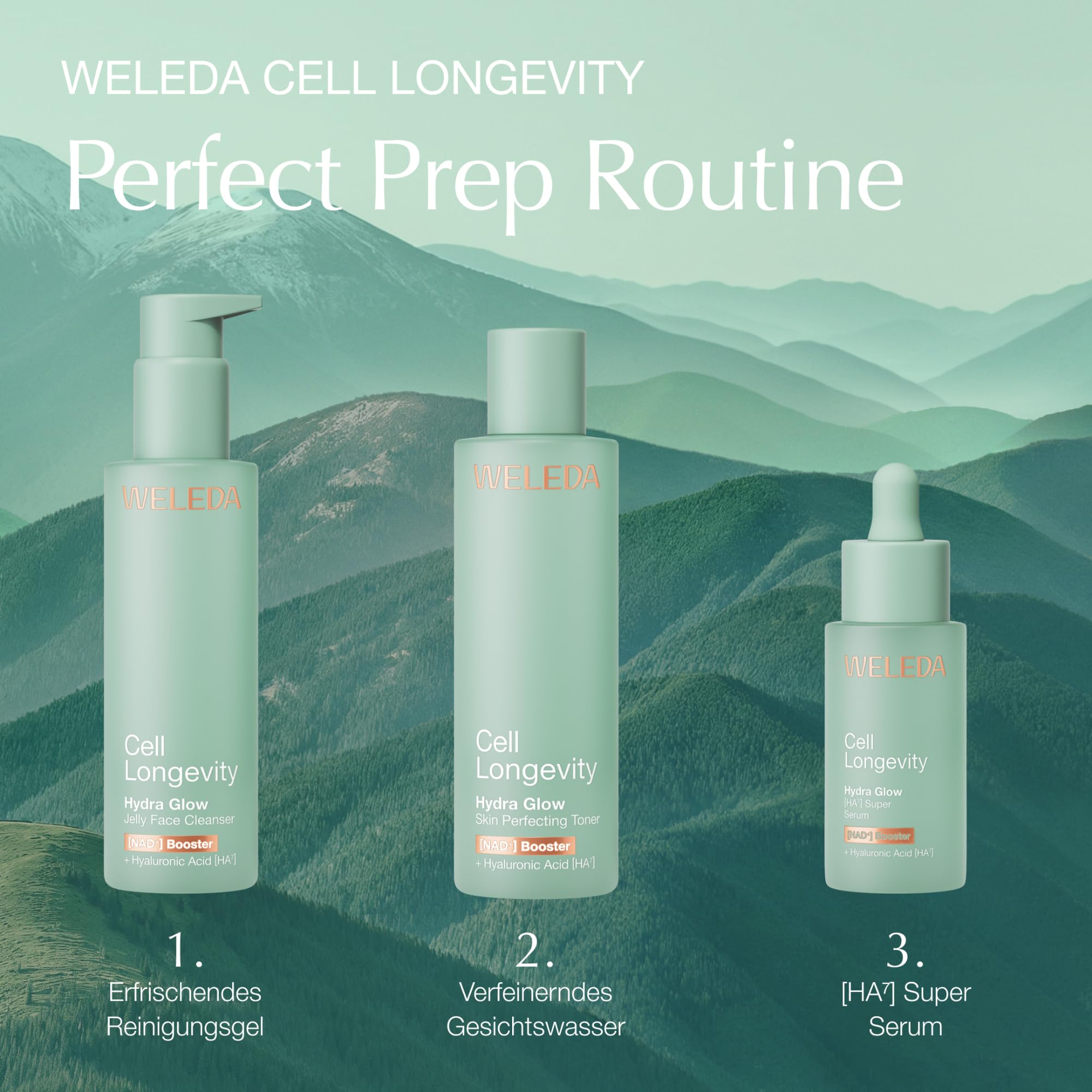 WELEDA Cell Longevity Hydra Glow Jelly Face Cleanser - Gesichtsreinigung mit [NAD⁺] Booster & Hyaluronsäure reinigt die Haut & spendet Feuchtigkeit (Naturkosmetik, vegan, 100ml)