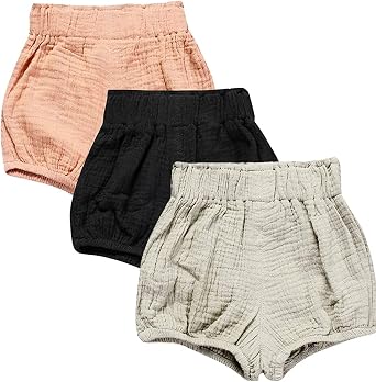 EISHOW Infant Baby Girls Boys Summer Soft Bloomers Cotton Linen Blend PP Pants Striped Harem Triangle Shorts