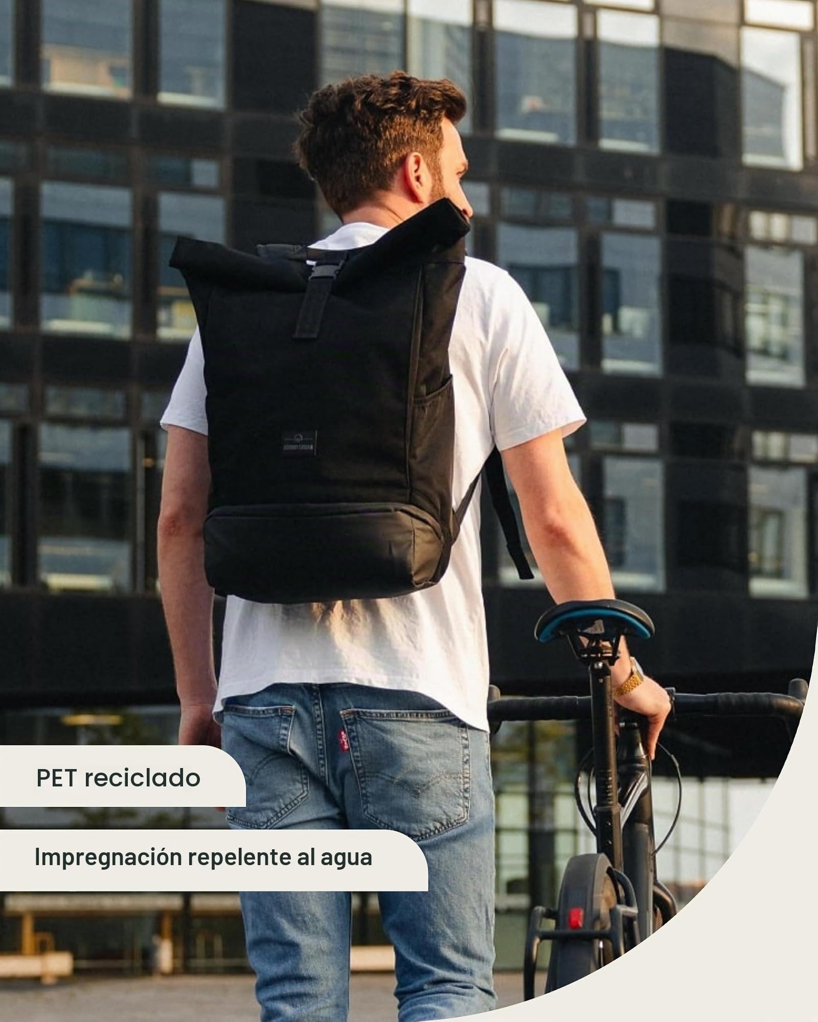 Johnny Urban Mochila Enrollable Mujer Hombre Gris - Allen Large - Grande Bolso para Escolar, Universidad, Trabajo - Compartimento para Portátil - Repelente al Agua