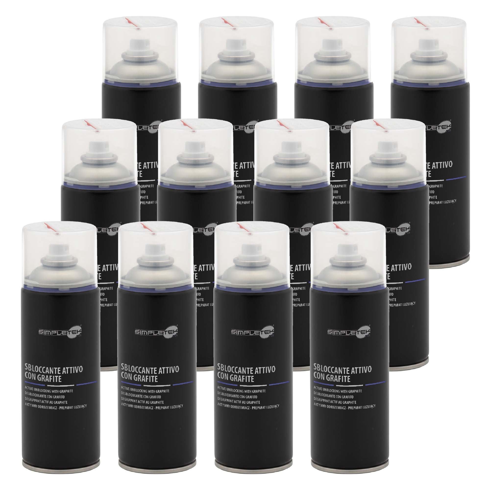 SIMPLETEK - 12x Sbloccante Attivo con Grafite Lubrificante Spray 400ml | Sbloccante attivo con Grafite