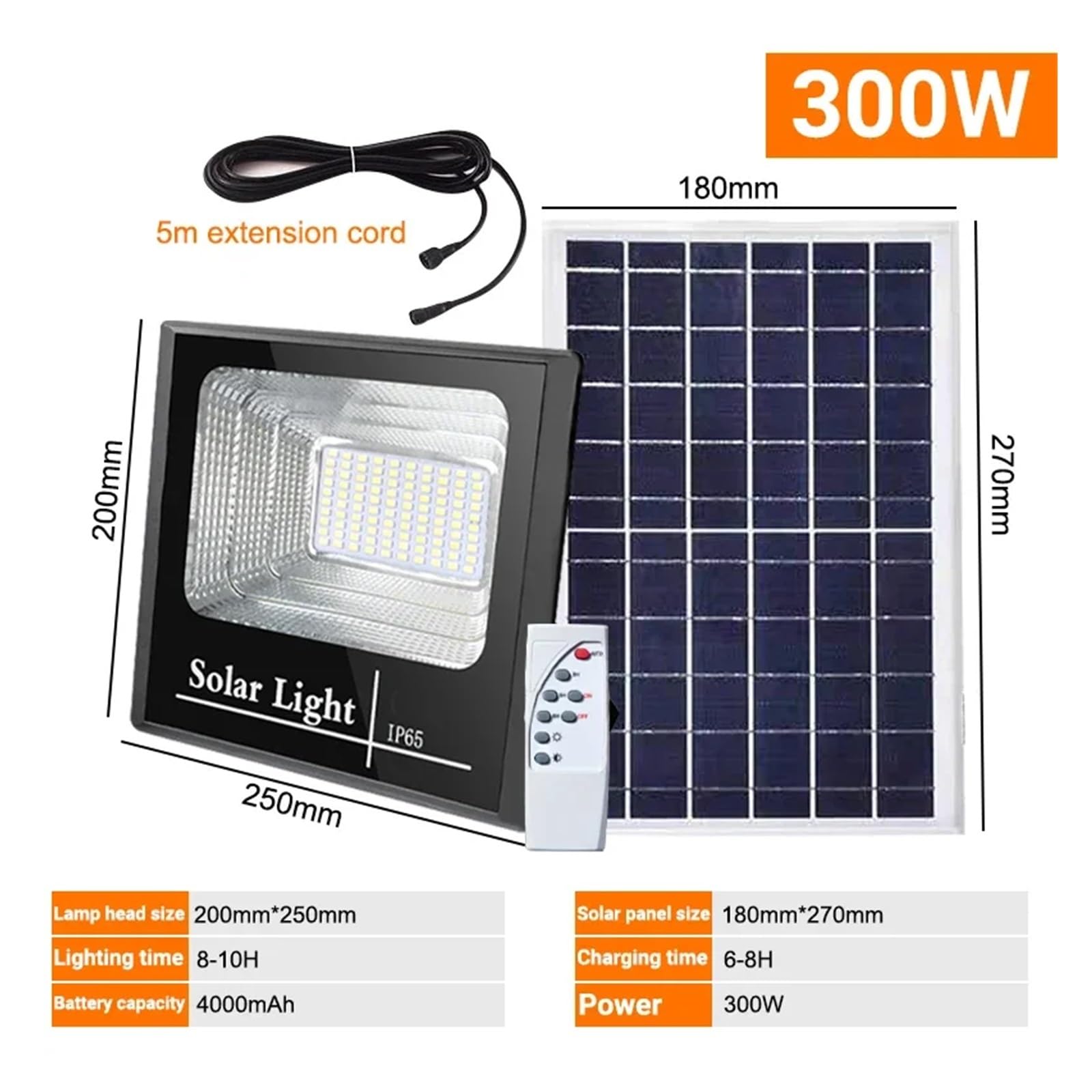 Lampa solarna zewnętrzna, 300W reflektor słoneczny reflektory Led lampa słoneczna wodoodporny reflektor zewnętrzny lampa wisząca żarówka słoneczna z em