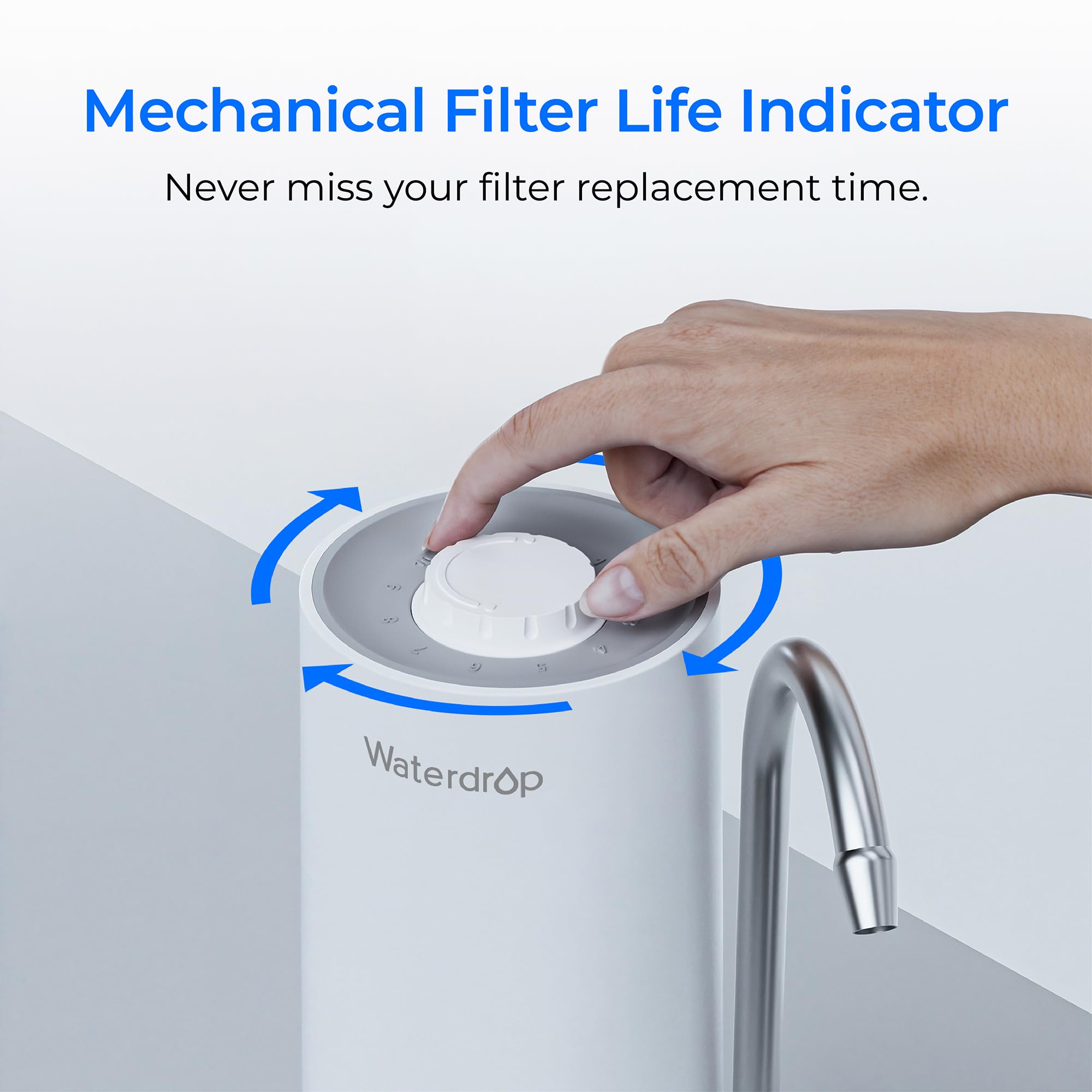 Waterdrop WD-CTF-05 Countertop Wasserfilter, 4000 Gallonen Wasserhahn Wasserfilter mit Filter Life Reminder, Reduziert Schwermetalle, Schlechten Geruch und 99% Chlor (1 Filter Enthalten)