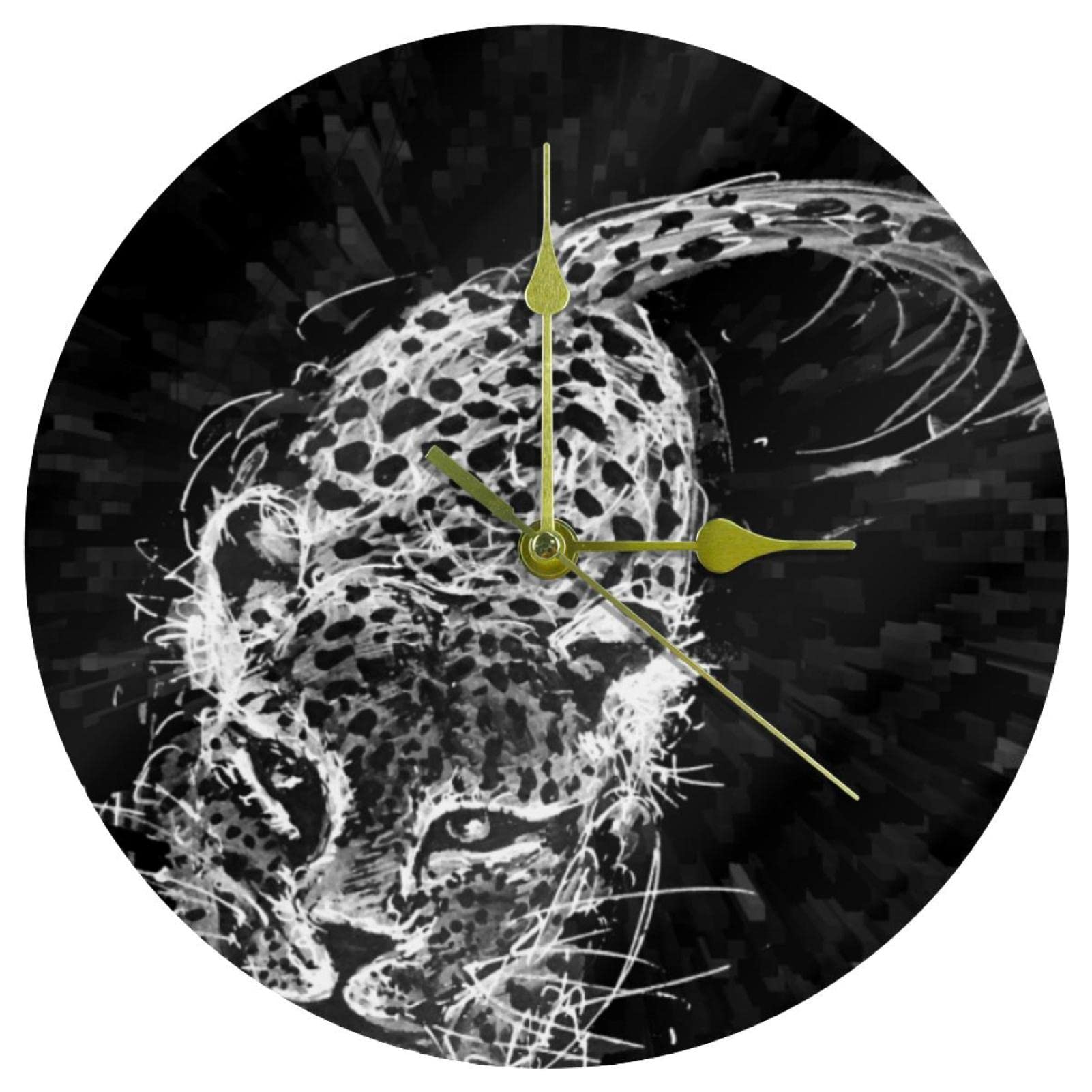 Horloge murale pour chambre d'enfant motif léopard en acrylique 24 cm