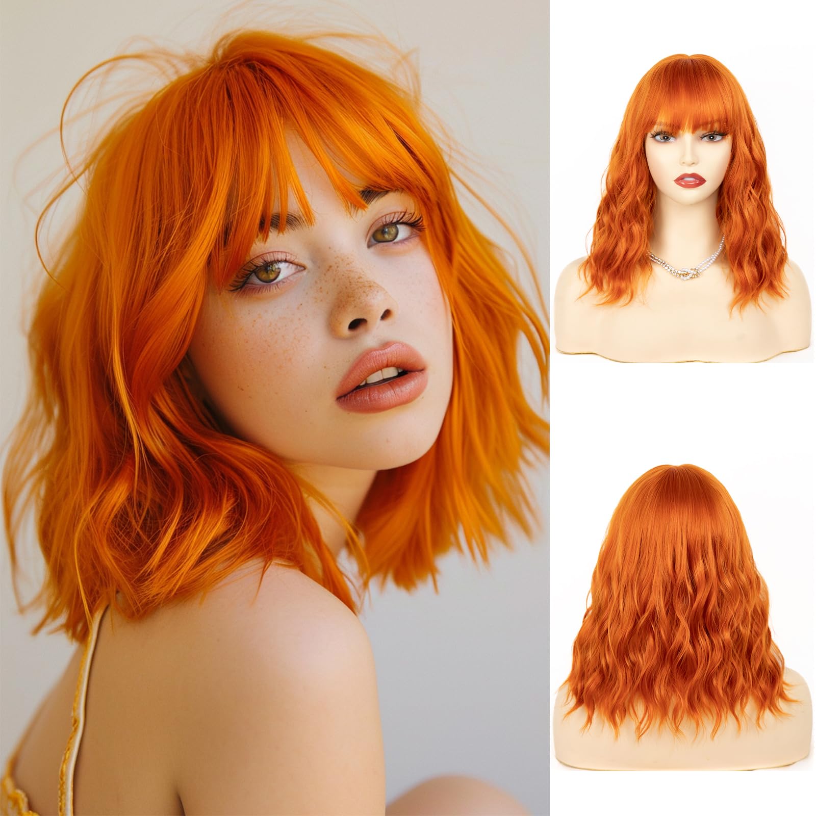 Amazon.com : NAYOO Ginger Orange Bob Wig with Bangs for 