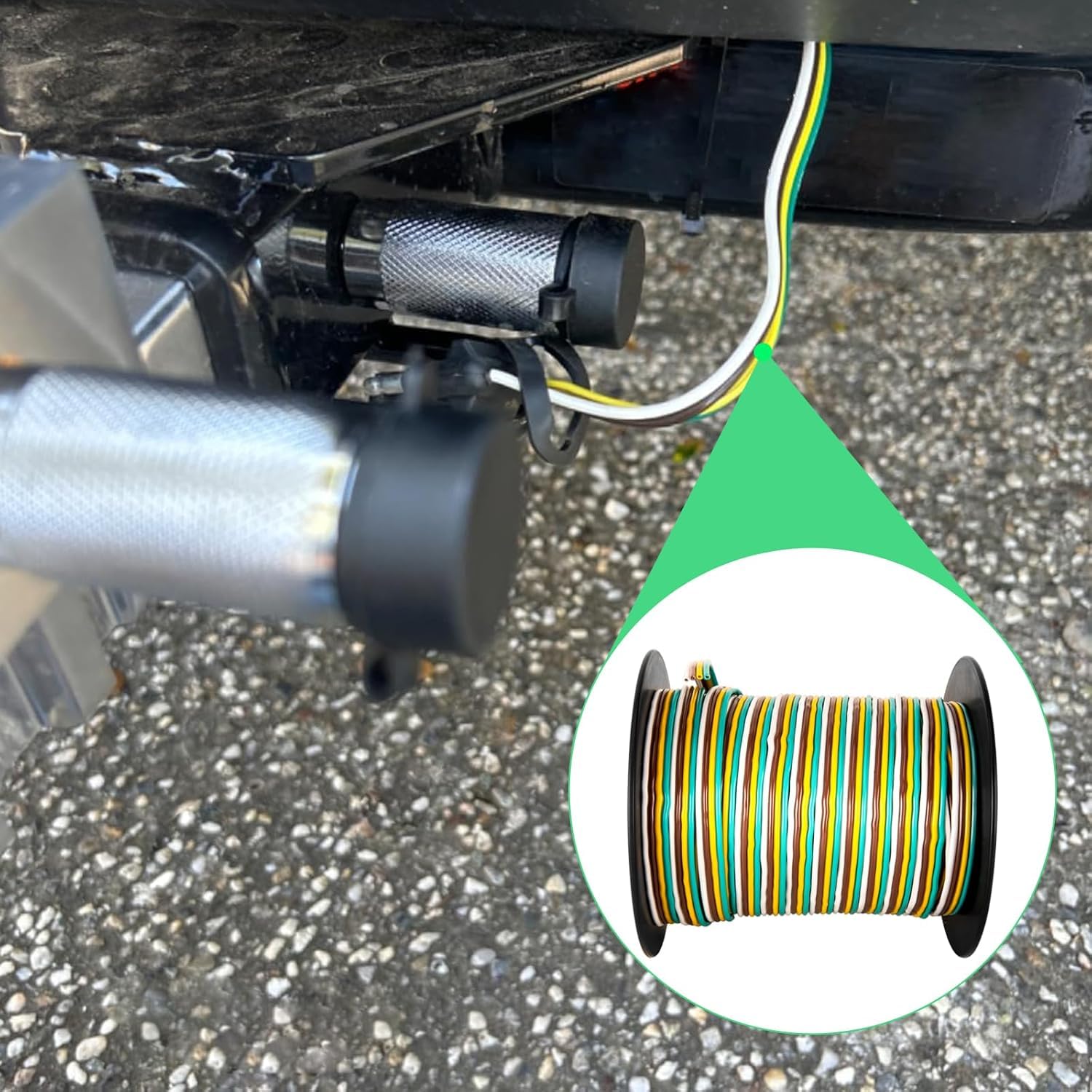 Carrete de cableado para remolque de barco de 100 pies, cable de luz de remolque CCA para todos los remolques de cableado básicos (4 vías, calibre 100 pies-14)