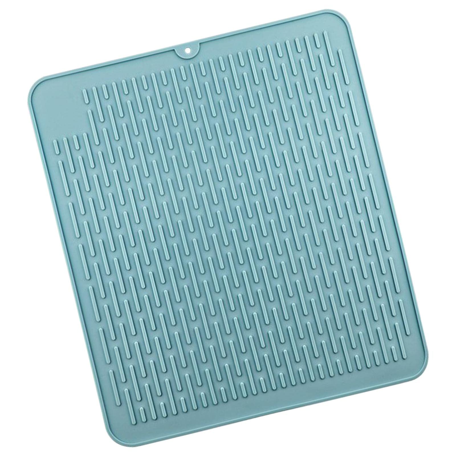 Lot de 3 tapis d'évier Sile à séchage rapide, résistants à la chaleur, 45 x 40 cm, bleu, idéal pour comptoir de cuisine, design antidérapant et facile à nettoyer