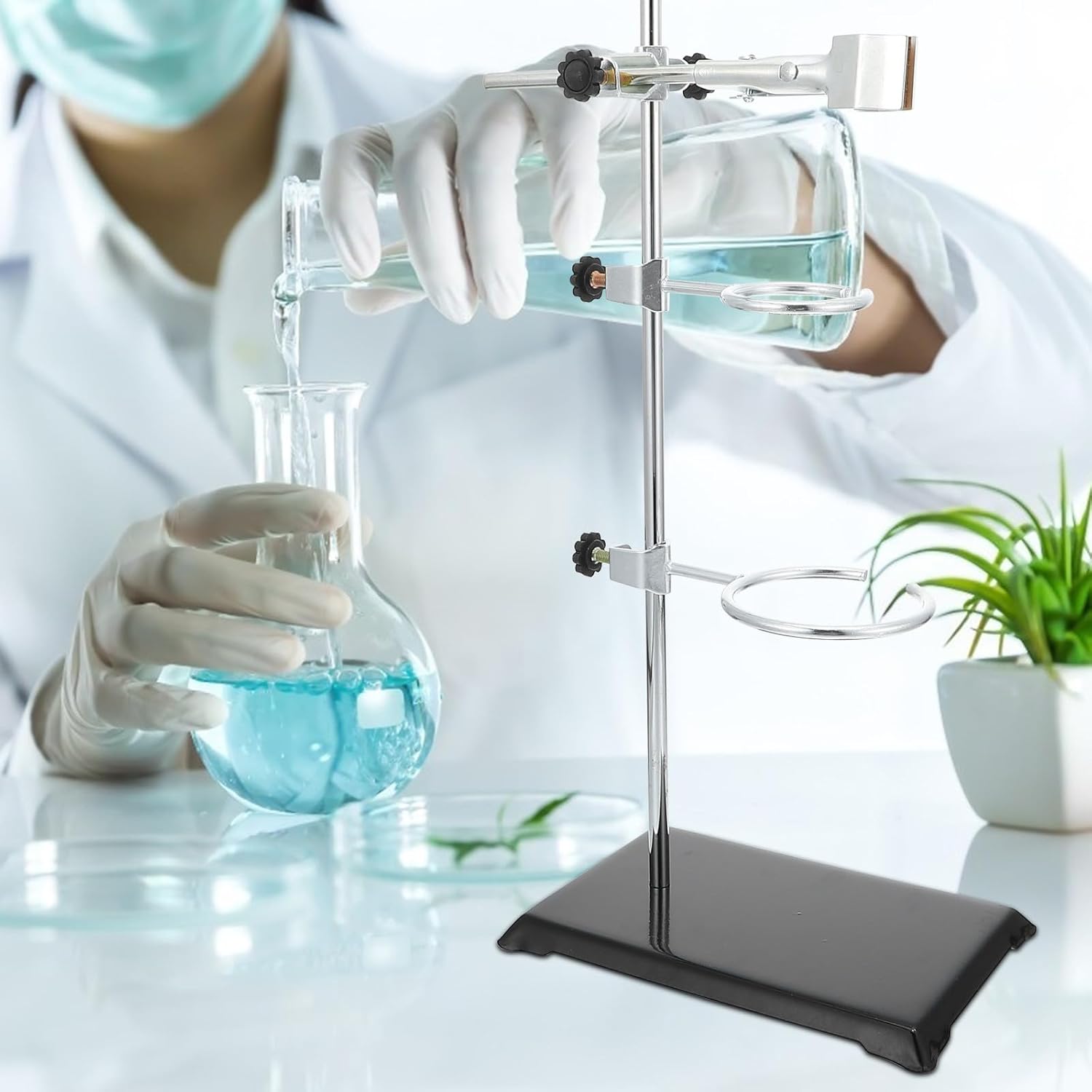 Laboratory Retort Stand Iron Base Holder Set 50cm Heavy-duty Metalware Chemistry Lab Equipment Kit for Flask Clamps and Scientific Experiments