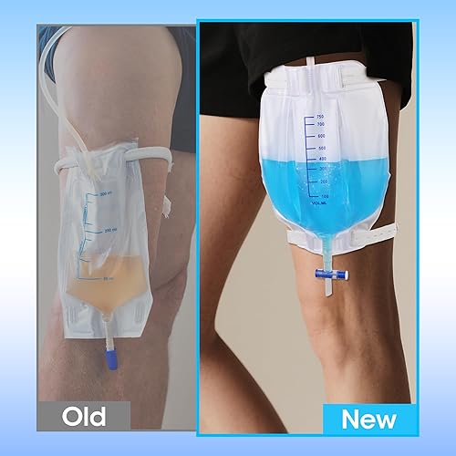 Miniatura 7 de Bolsa de pierna de catéter de 25.4 fl oz para hombres y mujeres, paquete de 10 bolsas de drenaje urinario con válvula antirreflujo, correas de tela