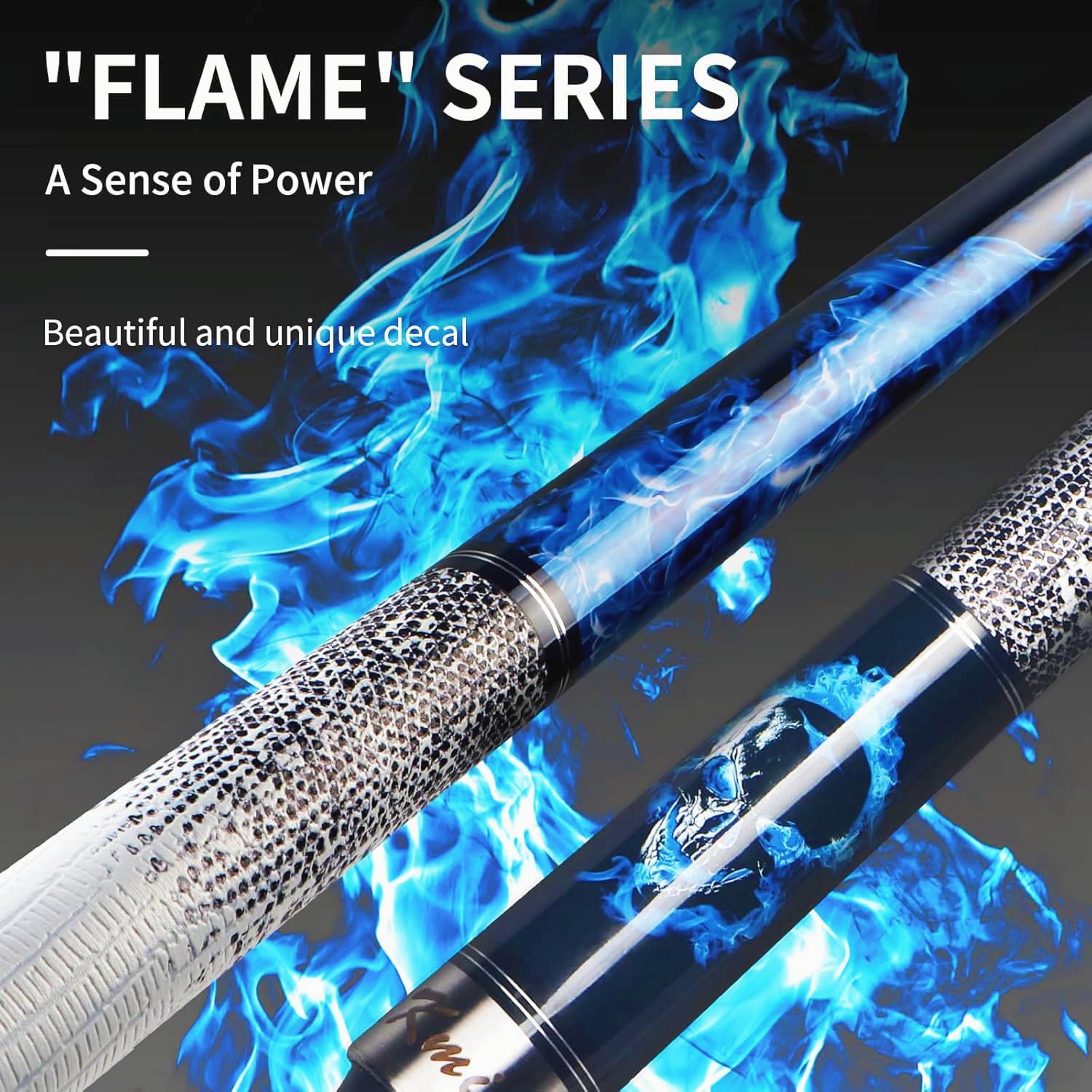 Kmise Professional Pool Cue Stick, 18 19 20oz Canadian Maple Cue Sticks, Low Deflection Shaft with Telescopic Carbon Fiber Extension Cue, Flame