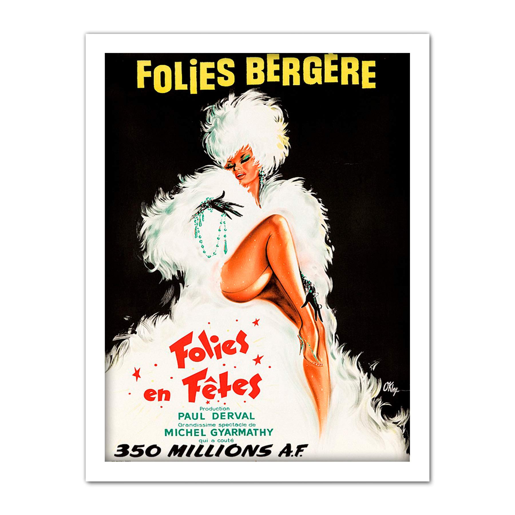 Wee Blue Coo Folies Bergere Theatre Cabaret Artwork Framed Wall Art Print 18X24 Inch
