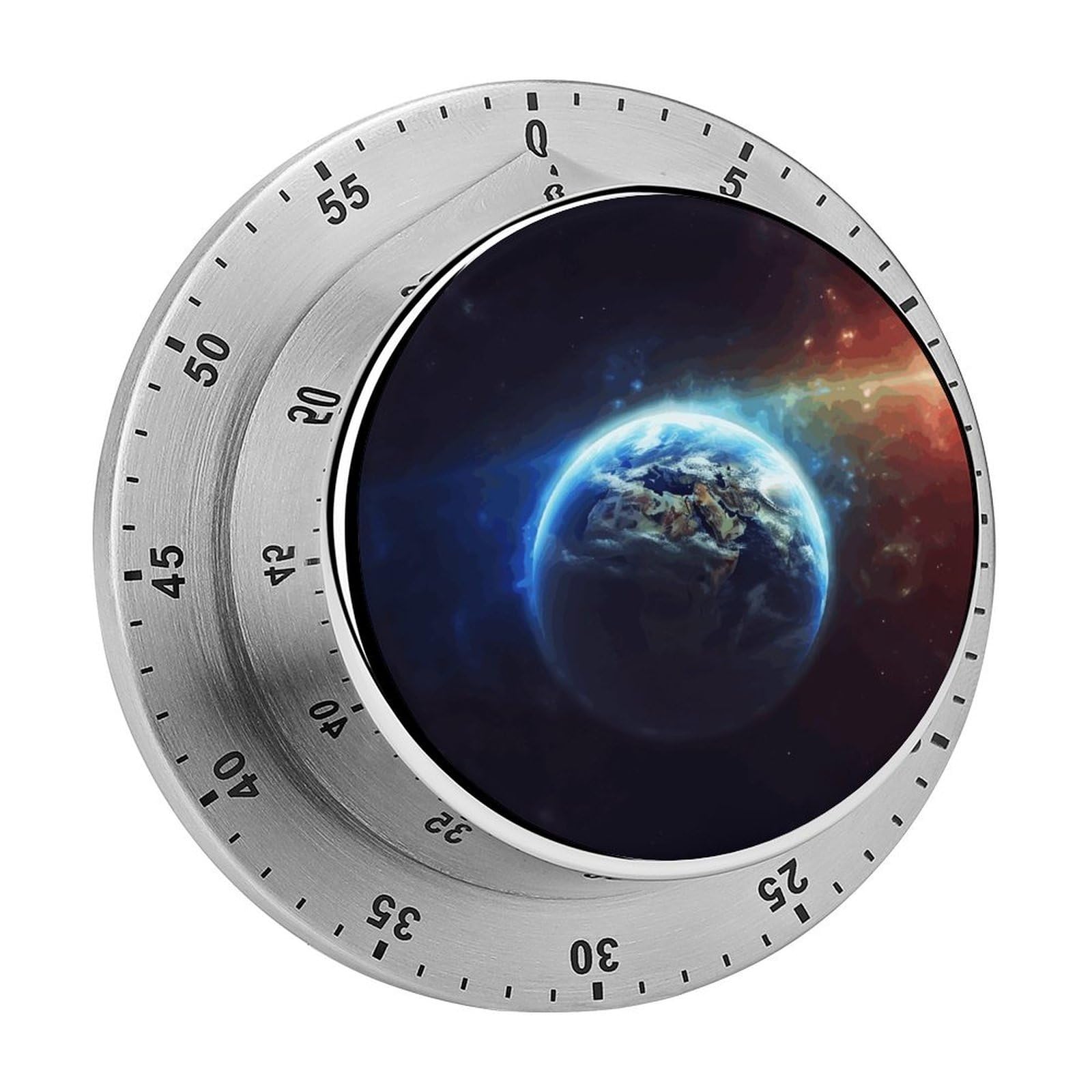 Adfgyerh Style Space Planet Earth Timer For Cooking, Kitchen Timer Magnetic No Batteries Required, Mechanical Timer With Loud Alarm, For Fitness Baking Exercise Oven
