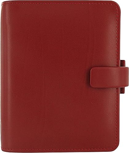 Filofax Metropol - Organizador de bolsillo, color rojo, aspecto de cuero, seis anillos, calendario semanal para ver, multilingüe, 2024 (C026962-24)