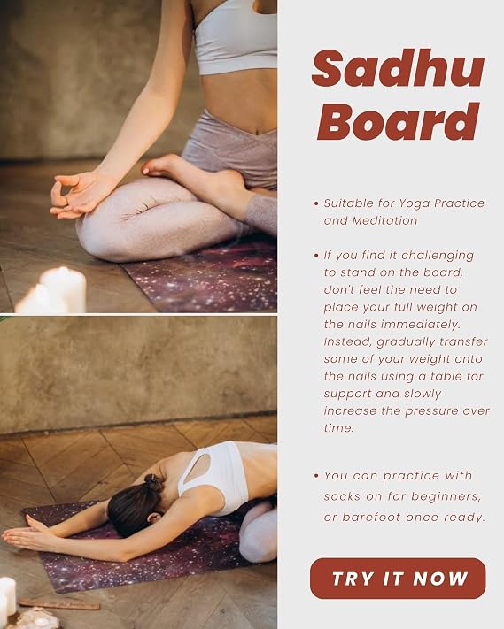 Sadhu Board - Copper nails, 8mm, For beginners, Wooden board for feet