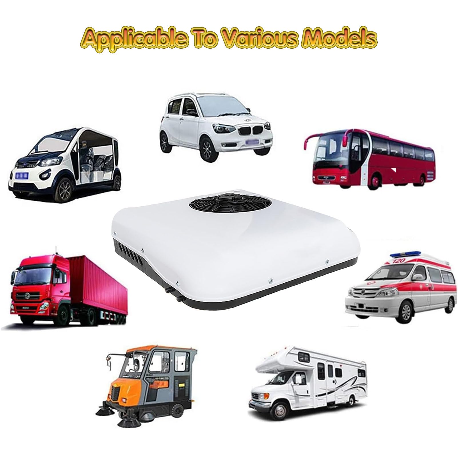 RayGenius 24V Rooftop RV Air Conditioner Climatiseur de Parking 2 en 1 avec Fonction de Refroidissement, pour Camion, VR, véhicule de Construction, excavatrice,White-24VDC