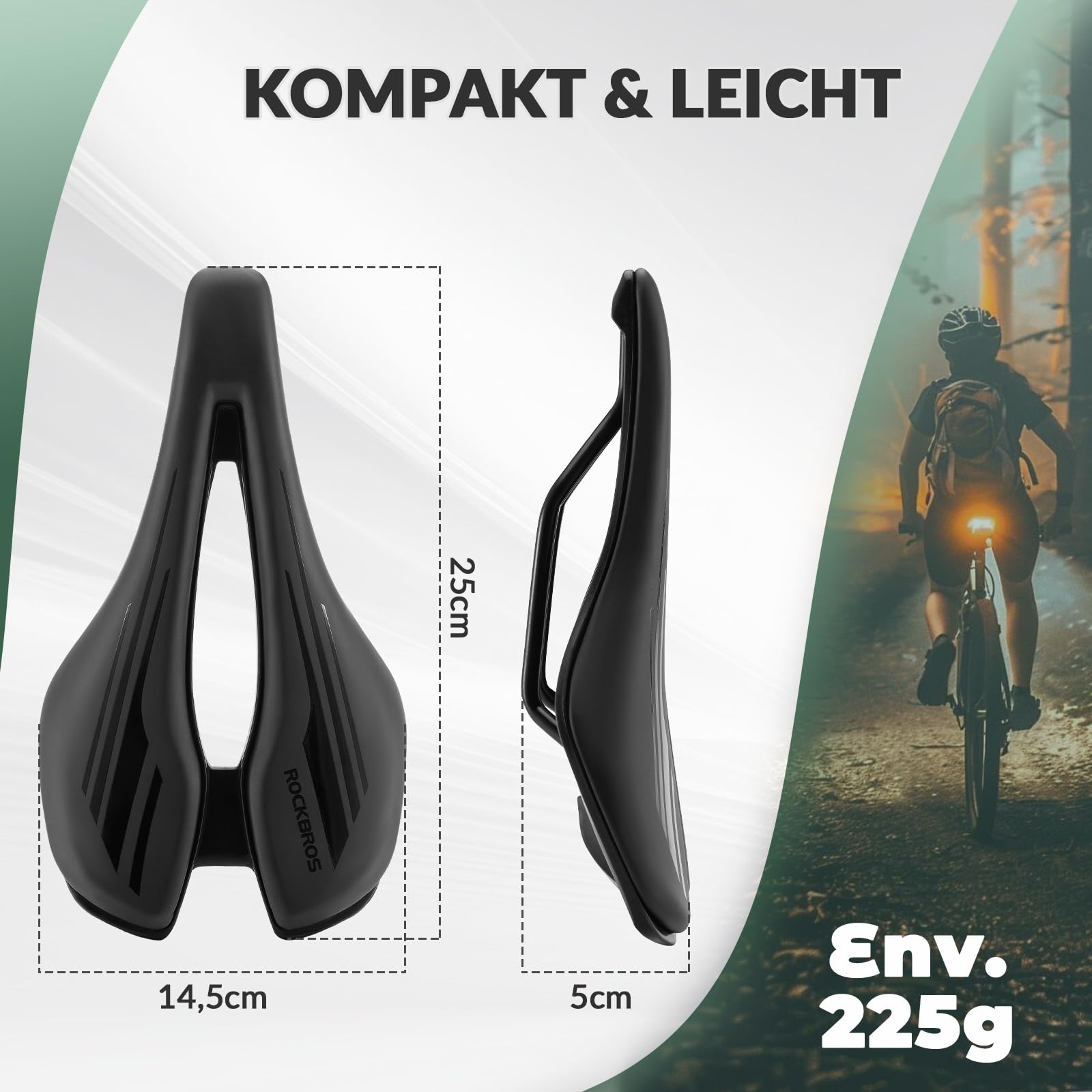 ROCKBROS Sella Bici Comoda, Sella Bicicletta, Sella MTB Ammortizzata, Sedile Ergonomico Traspirante, Adatto per MTB, Bici da Corsa, Donna e Uomo