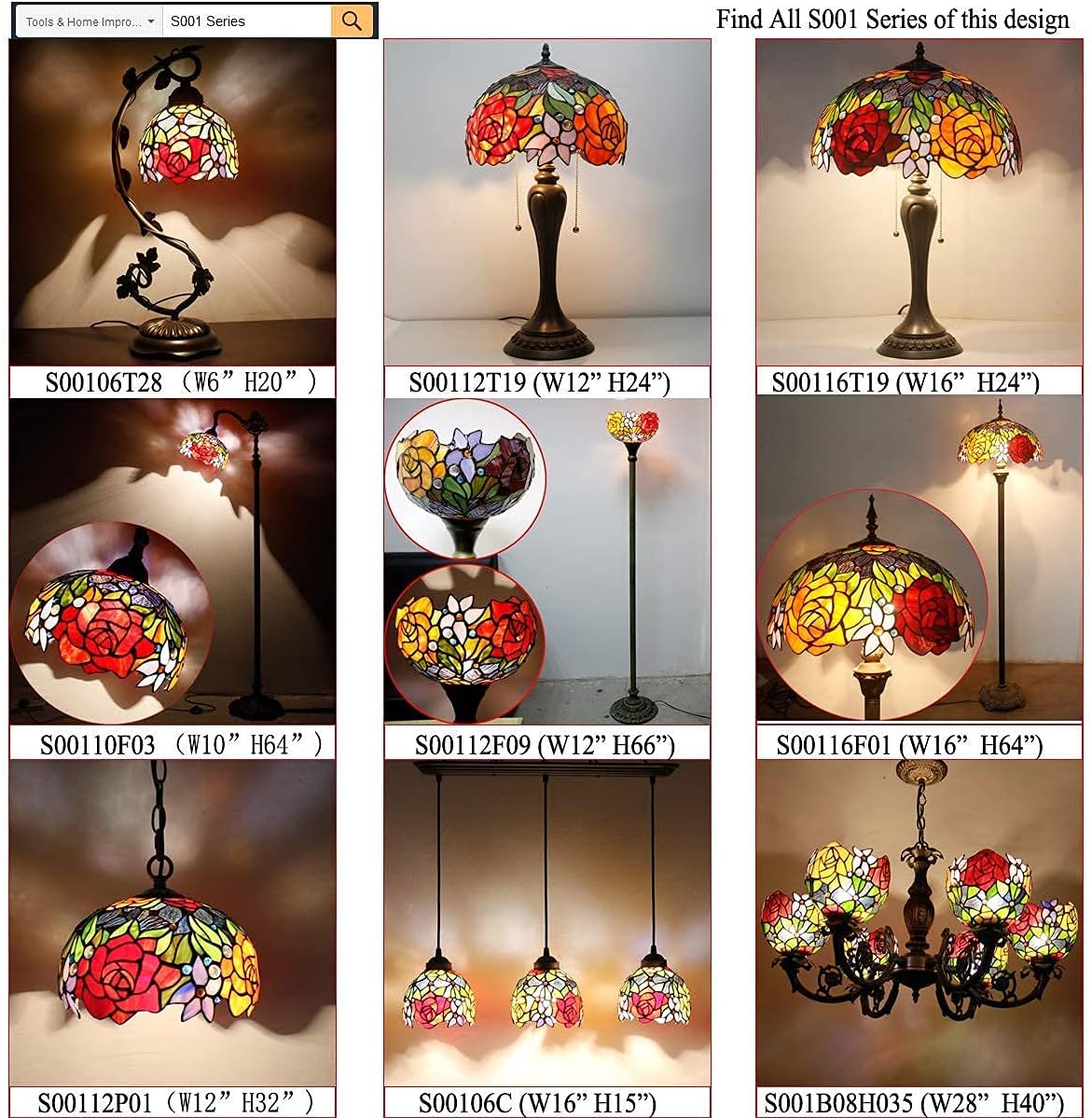 Tiffany Lamp Series Stained Glass Style Lampshade Decorative Living Room Bedroom