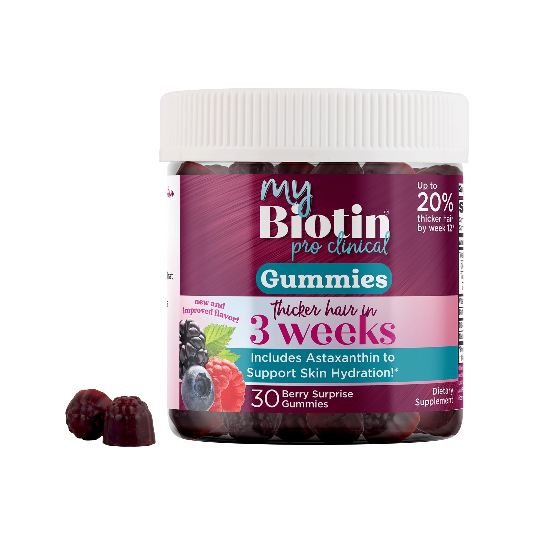 Purity Products MyBiotin ProClinical - Biotin - Thicker Hair in 3 Weeks Gummies Berry (1-Pack)