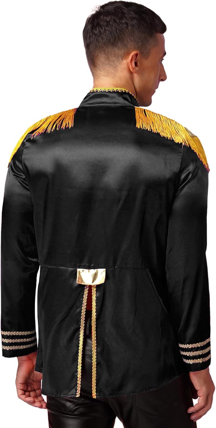 Linjinx Men's Adults Fancy Dress Hippie 1960s Satin Cardigan Coat SGT Sergeant Pepper Costume - Image 2