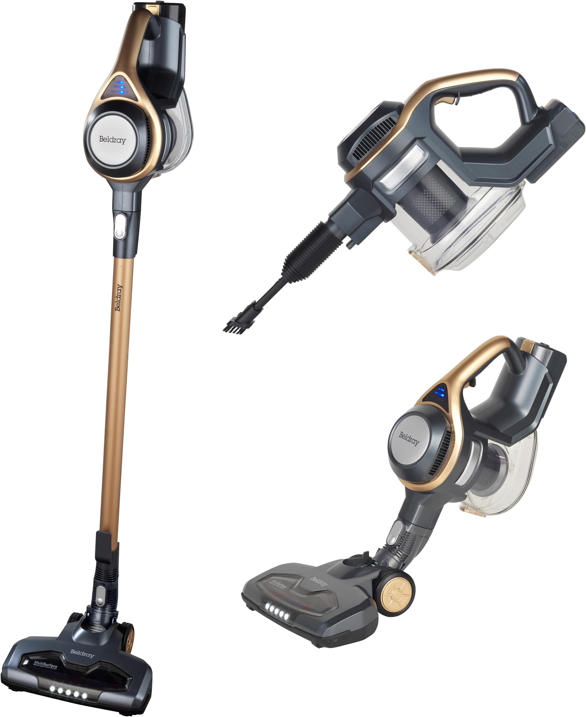 BeldrayBEL01004ISMOBX Airgility Pet Max Cordless Stick Vacuum – 2-in-1 Handheld Upright Vac Cleaner, 50 Min Runtime, Compact, Motorised Pet Hair Tool, 29.6 V Battery, 1.2 L Dust Container, Copper