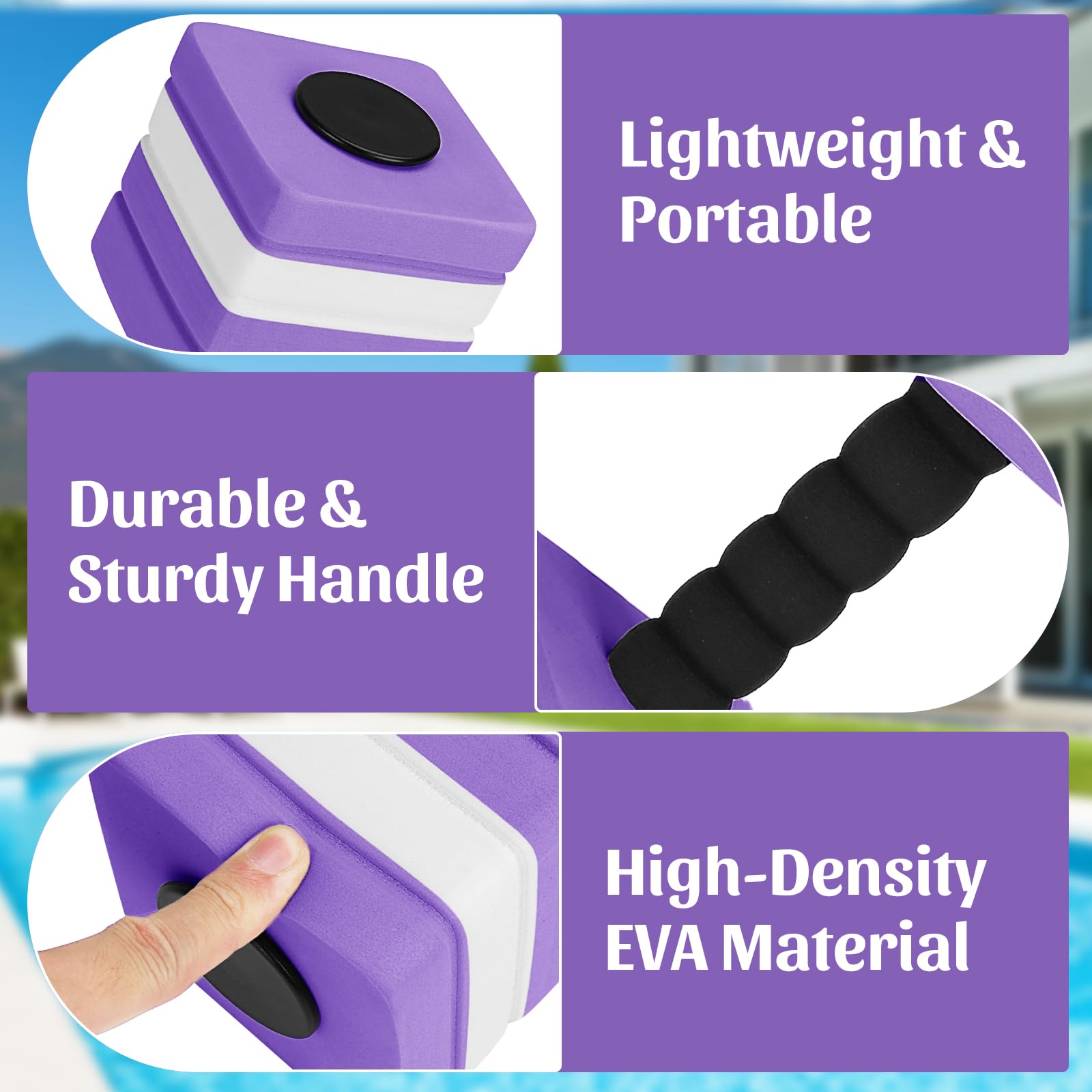 VAlinks Paquete de 2 mancuernas de ejercicio acuático, mancuernas de natación de espuma EVA de alta densidad para piscina, equipo de ejercicio acuático