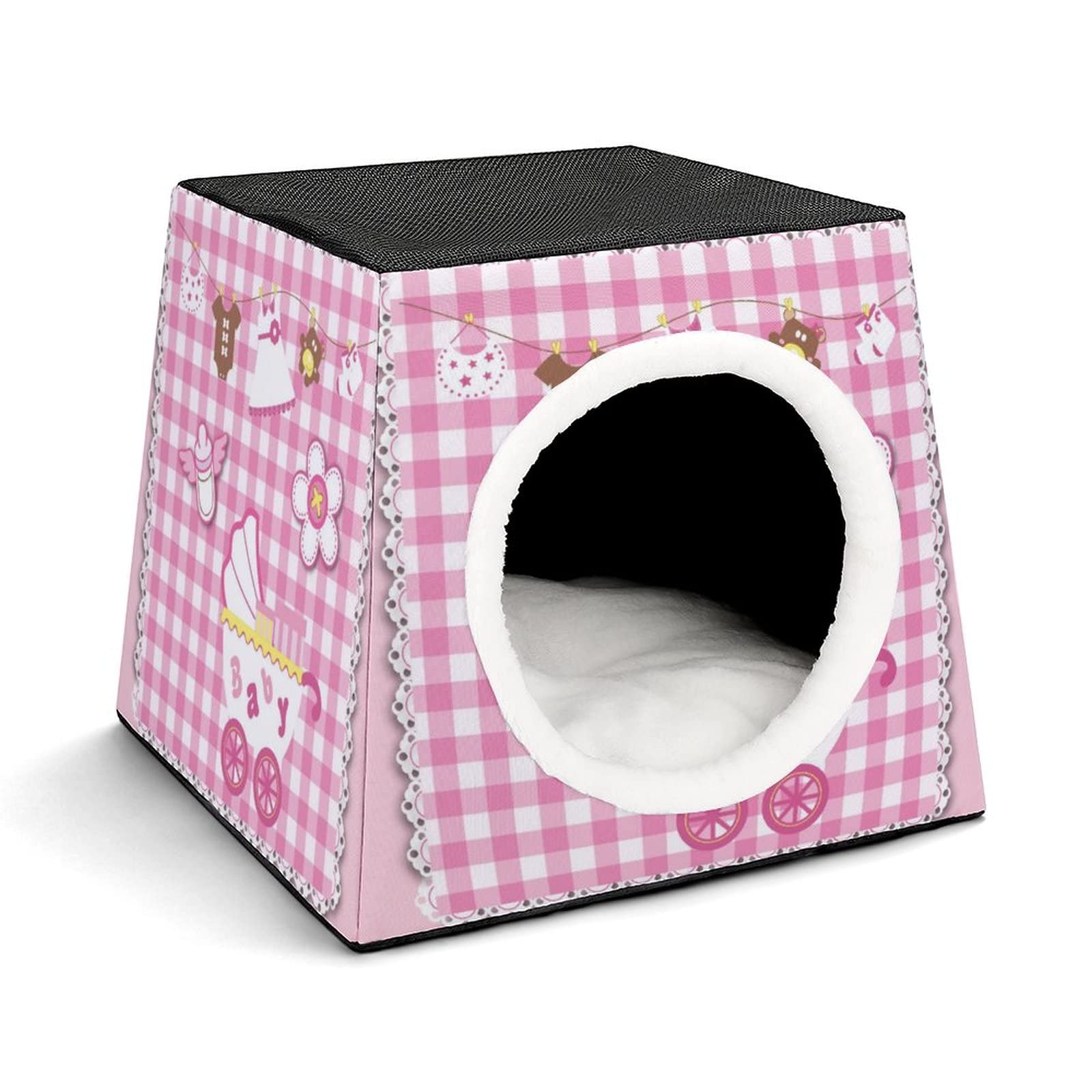 Casa Gato Personalizada Lindo Gatos Condominios Cama y Sofá Plegable con Cojín Extraíble Elementos de bebé Rosa