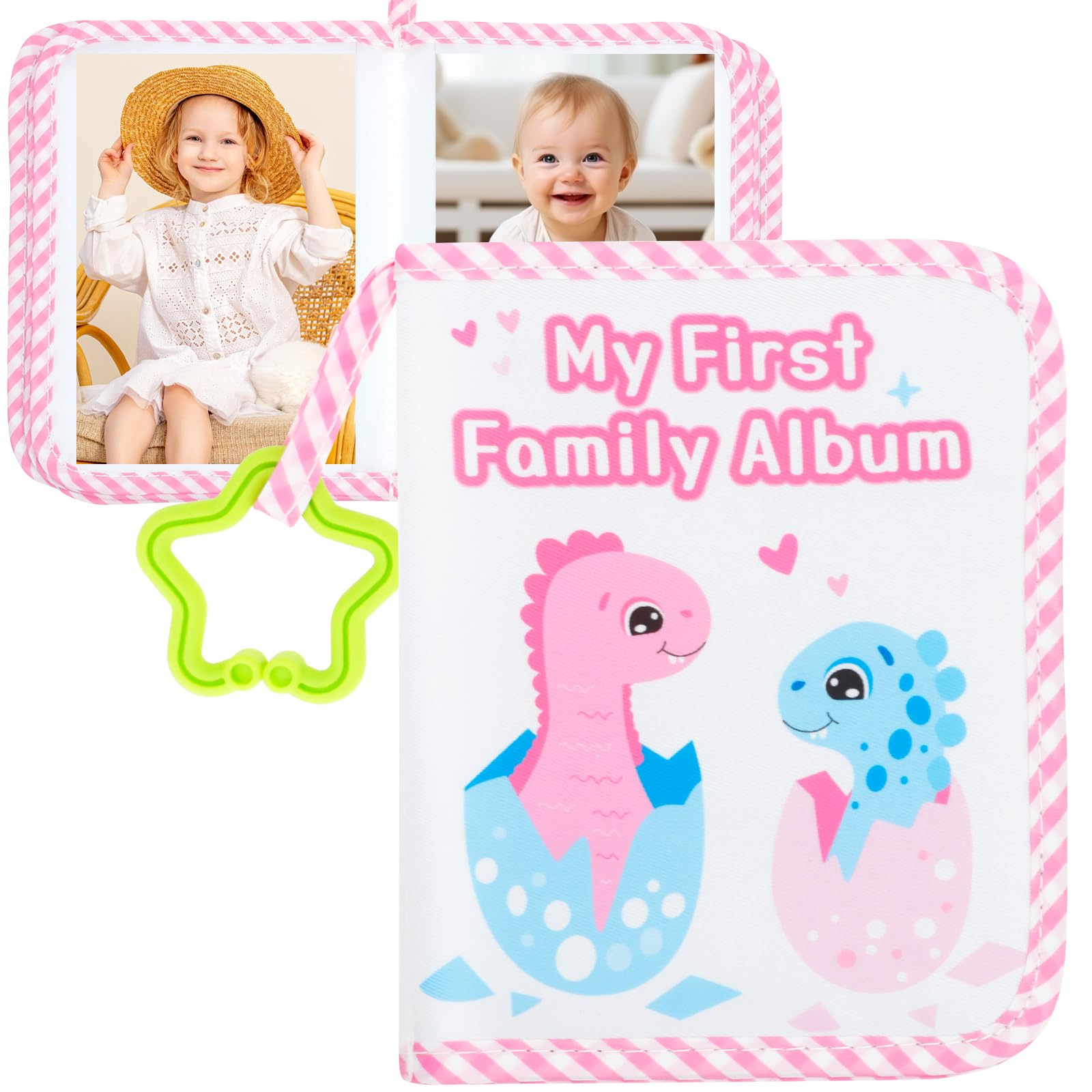 Sesaver Baby Photo Album Soft Book My First Photo Book with Mirror, Toddler Family Memory Books Baby Photos Album Holds 17 6x4" Pictures, Keepsake Gifts for Family Newborn Babies Shower (Light Pink) โ image 1