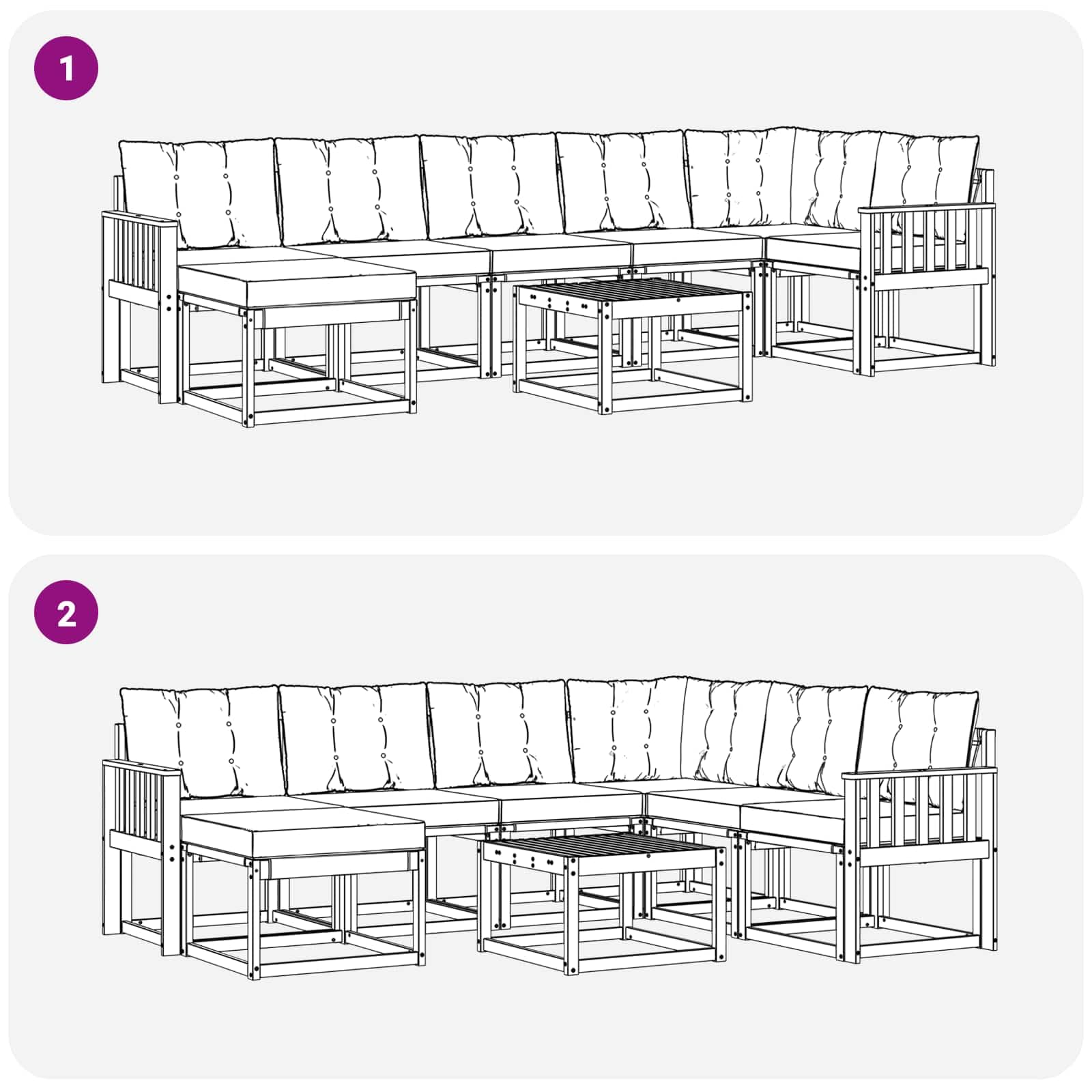 vidaXL Set di divani da esterno con cuscino 8 pcs Naturale e Crema, Set Lounge Minimalista per Esterni, Mobili Resistenti alle Intemperie, Divano Comodo in Texilene, Posti in Giardino
