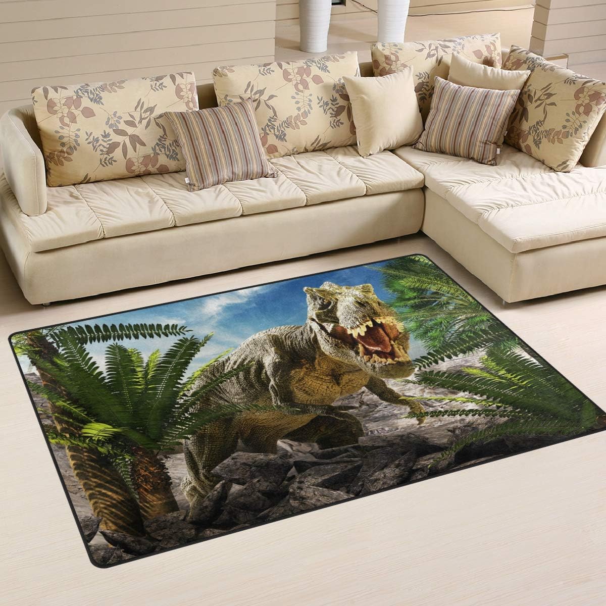 linomo Area Rug Animal Dinosaur Floor Rugs Doormat Living Room Home Decor, Carpets Area Mats for Kids Boys Girls Bedroom 60 x 39 Inches