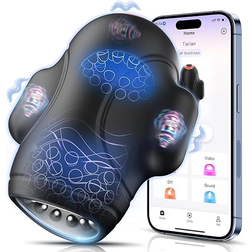 Mens Sex Toys for Men Penis Vibrator - 3 Motors Male Maturbator with 10 Vibrating & AI Sync App, Adult Toys with Pocket Pussy Squeezable Sleeve for 360° Stroker, Adult Sex Toy Edible Sensual Delights