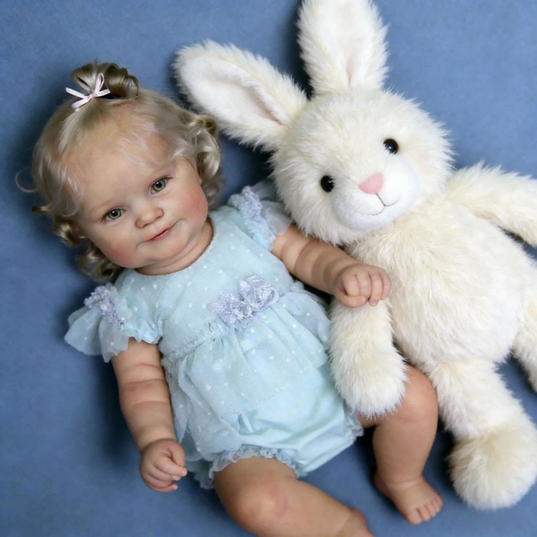 Zero Pam Bebe Reborn Fille Ouvrir Yeux, 50CM Poupée Princesse avec des Cheveux Implantés, Bebe Reborn Fille Silicone Plein Corps, Sourire comme Une Vraie Baby Poupée des pour 3 Enfants