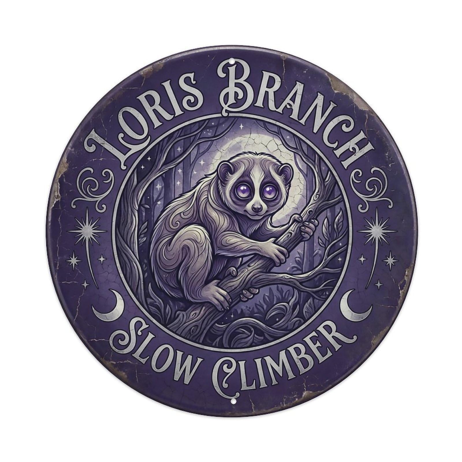 Cxhjca 8X8inch(20X20cm) Loris Branch Slow Climber Metal Tin Sign
