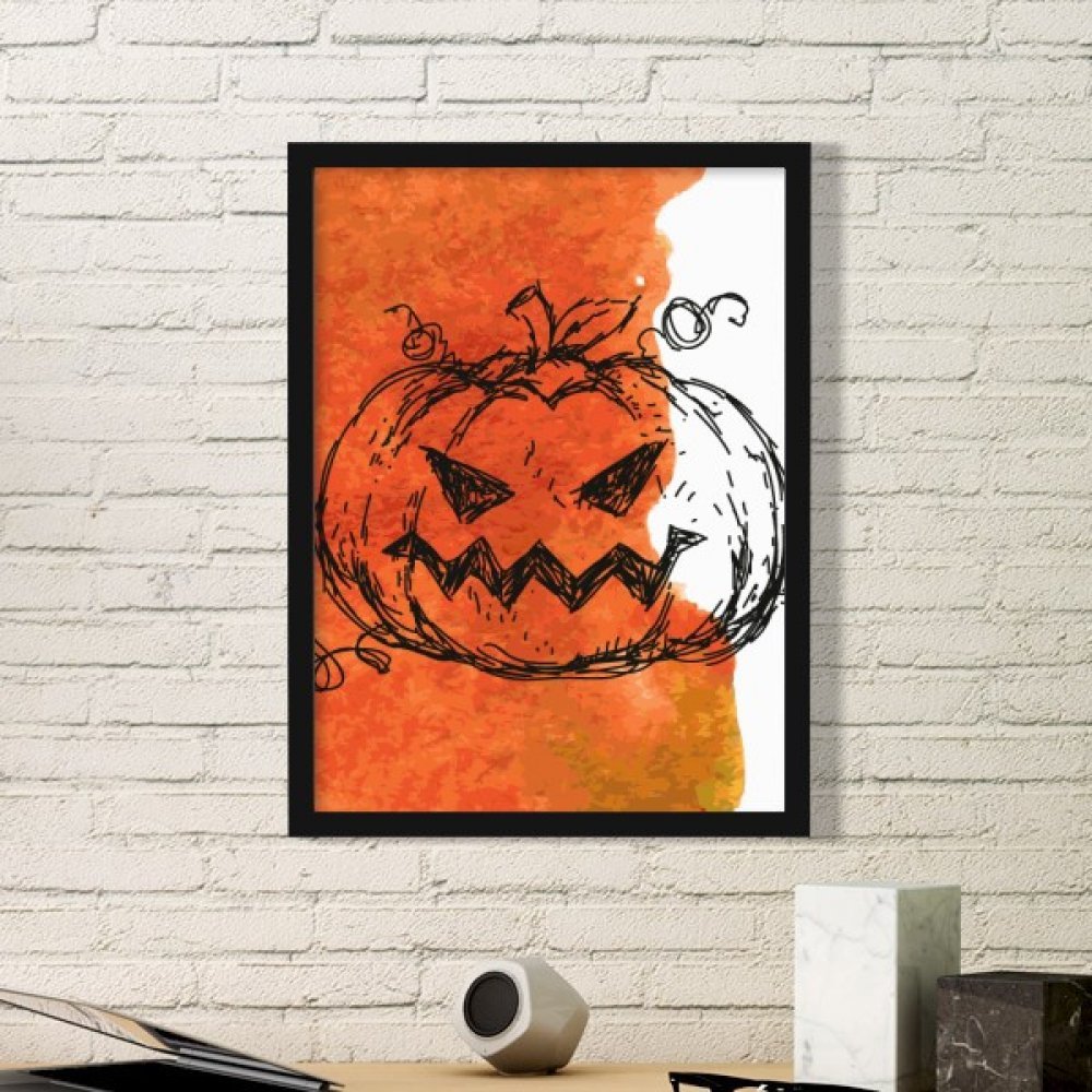 Cadre photo citrouille Halloween noir petit modele pour deco murale sans percer