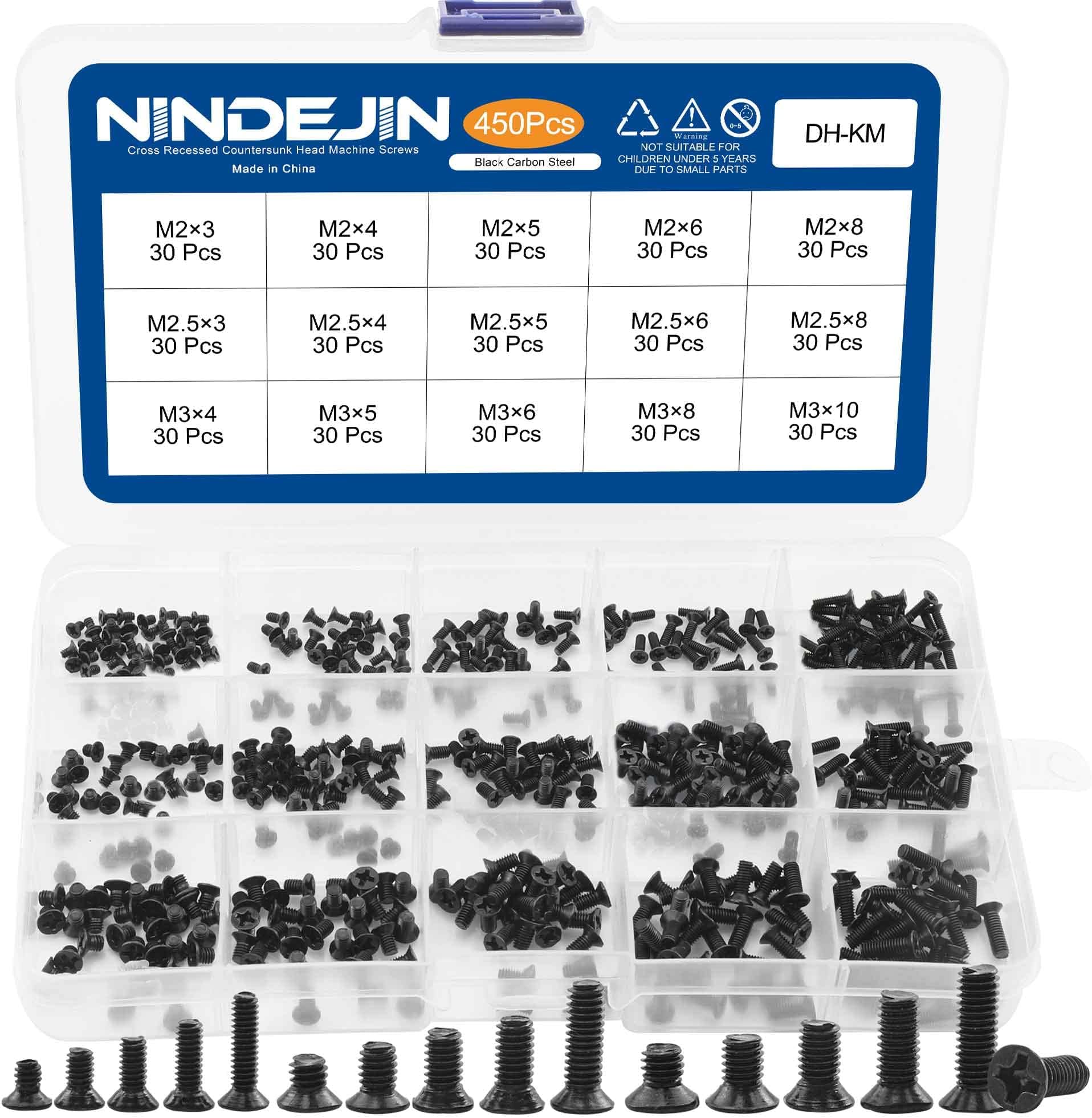 NINDEJIN Laptop Computer Screw Kit, M2 M2.5 M3 Countersunk Flat Head Phillips Mini Screws Set, Replacement Part Electronic Repair Accessories