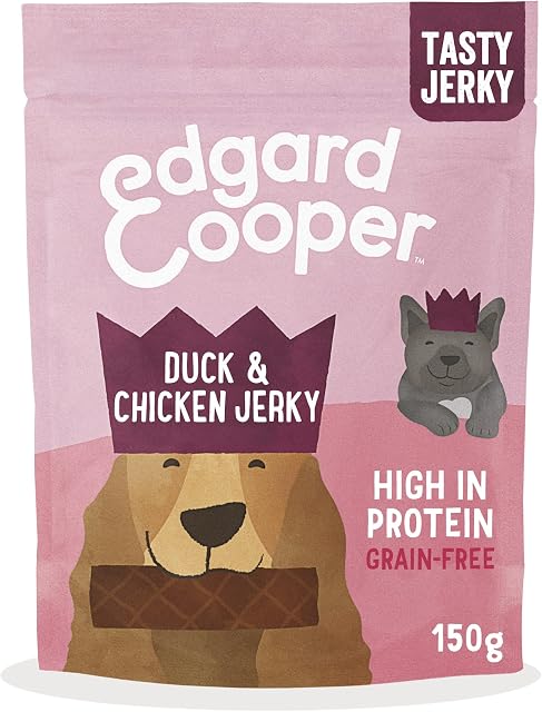 Edgard & Cooper Natural Treats for Adult Dogs & Puppies - Duck & Chicken Jerky - Grain Free Rewards Full of Fresh Meat - 150g