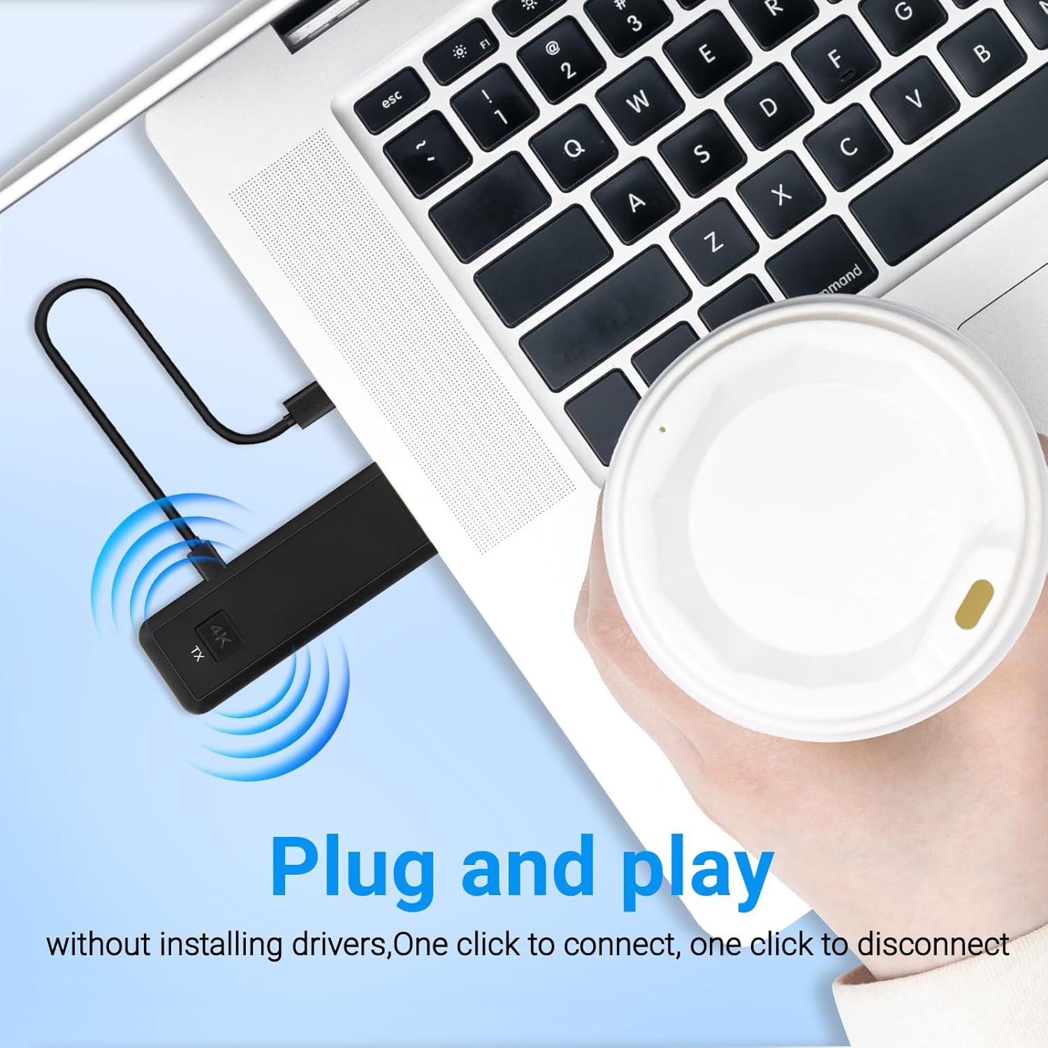 Wireless HDMI Transmitter and Receiver, 4K Decode&Output Wireless HDMI Extender, 165FT/50M Range Portable HD Adapter, 5G&2.4G Dual Band, Plus&Plug, No APP&Driver Needed, Black (WHD-06)