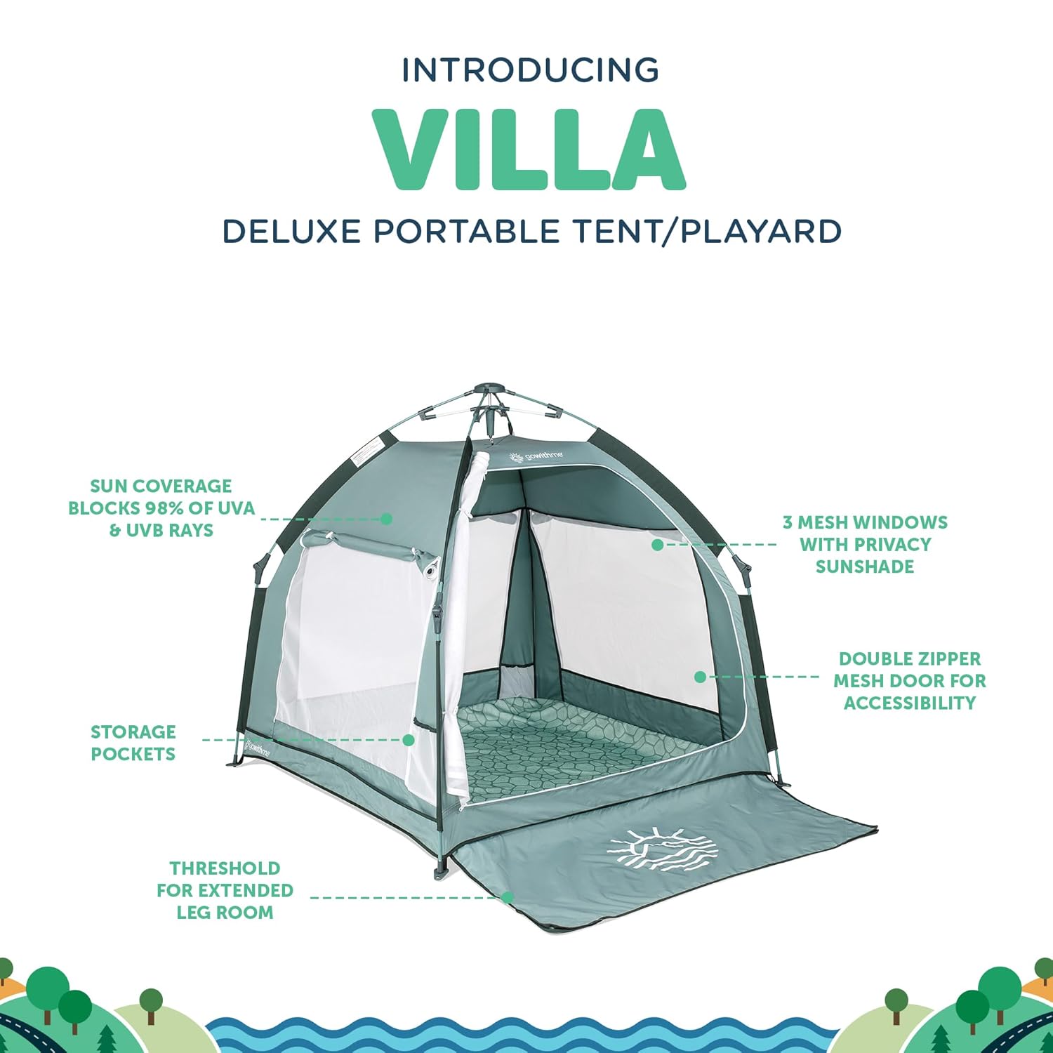 Baby Delight Go with Me Villa Portable Tent and Playard | Kids Tent and Playhouse | Indoor and Outdoor | Green Garden