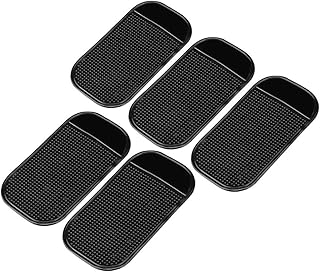 5Pcs Car Non Slip Sticky Pads Anti-Slide Dash Cell Phone Mount Holder Mat Car Grip Dashboard Sticky Pad Cell Phone Keys Holder Black Adhesive Mat