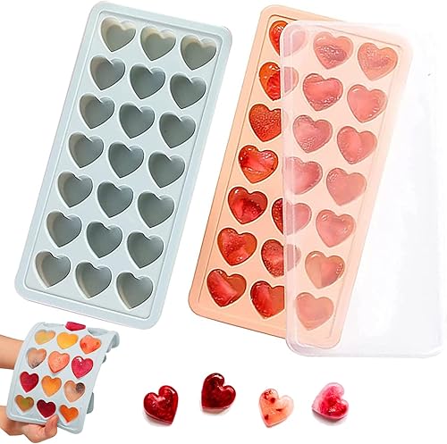 Bandeja para cubitos de hielo en forma de corazones de 21 unidades, paquete de 2