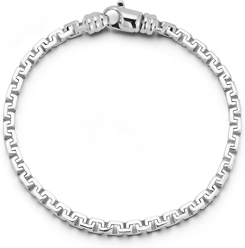MATEO New York sterling silver square link chain bracelet with lobster clasp
