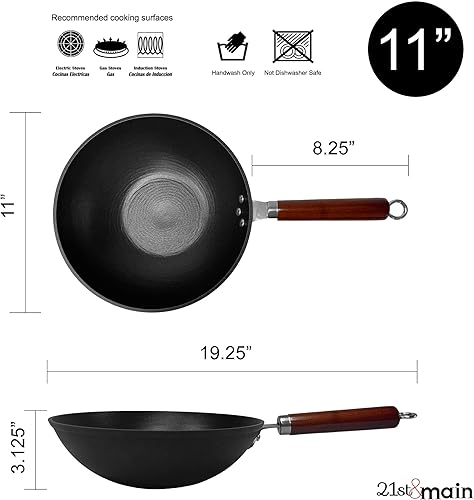 Miniatura 2 de Olla de hierro fundido para horno holandés, wok, antiadherente pre-sazonado, con tapa de vidrio templado, 2 asas laterales, 6 cuartos de galón de