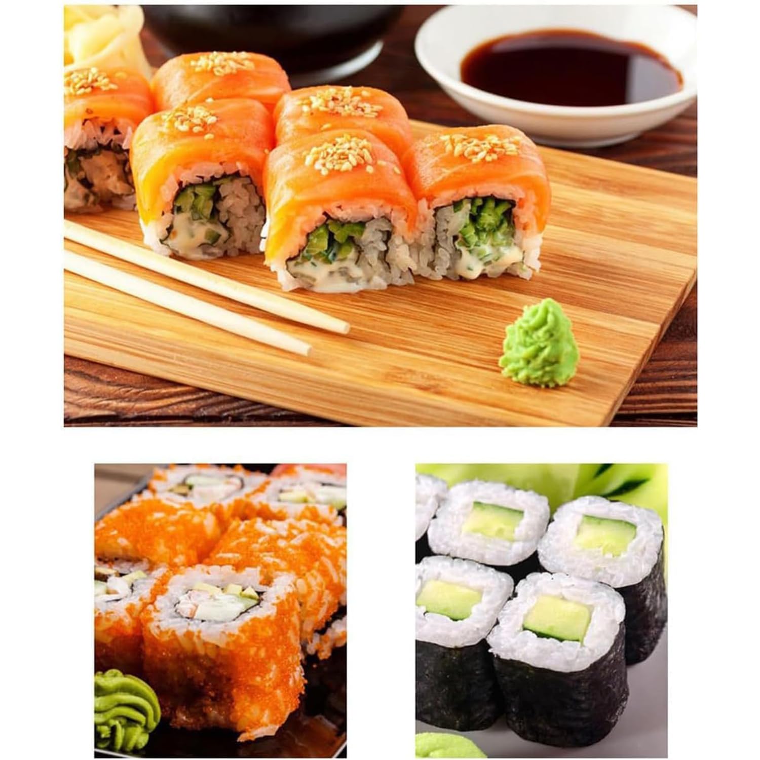 Máquina para hacer rollos de sushi cuadrada de acero inoxidable, manual, para hacer rollos de sushi caseros, tamaño de rollo de 25 x 3,5 cm, alta eficiencia para uso doméstico.