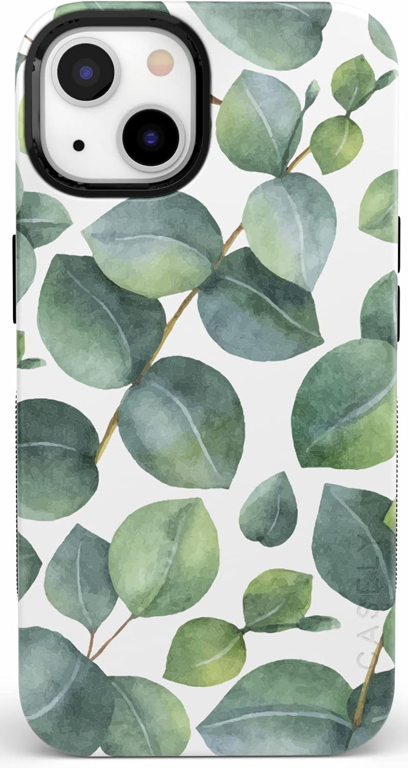 Casely iPhone 13 Case | Compatible with MagSafe | Leaf Me Alone | Green Floral Print Case
