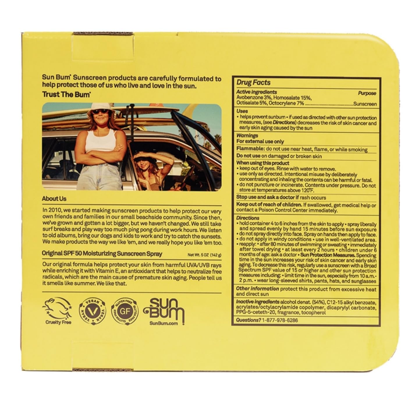 Sun Bum Original Spf 50 Sunscreen Spray 2 Pack Vegan and Reef Friendly (Octinoxate & Oxybenzone Free) Broad Spectrum Moisturizing Uva/Uvb Sunscreen With Vitamin E