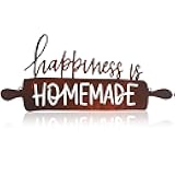 Funrous Kitchen Wall Art Decor Happiness Is Homemade Metal Sign Rustic Farmhouse Kitchen Decor Hanging Decorative Signs and Plaques for Home Dining Garden Room 13.8 x 6.3 Inch(Brown)
